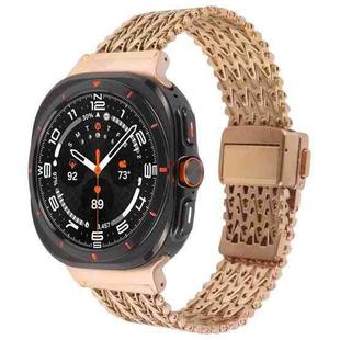 For Samsung Galaxy Watch Ultra 47mm Magnetic Snap Clasp Steel Mesh Metal Watch Band(Rose Gold)
