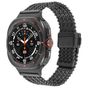 For Samsung Galaxy Watch Ultra 47mm Magnetic Snap Clasp Steel Mesh Metal Watch Band(Black)