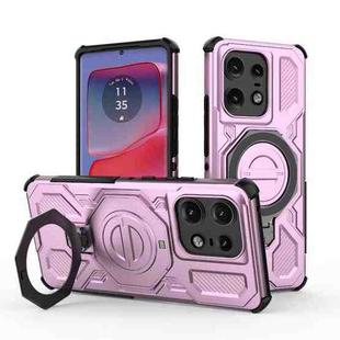 For Motorola Edge 50 Pro 5G Global J-20 Solid Color MagSafe Magnetic TPU+PC Phone Case(Pink)