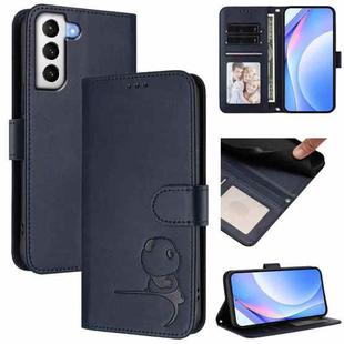 For Samsung Galaxy S21 5G Litter Panda Embossing RFID Leather Phone Case with Lanyard(Blue)