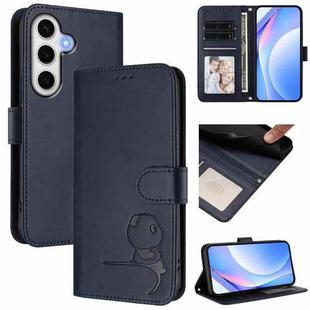 For Samsung Galaxy S24 FE 5G Litter Panda Embossing RFID Leather Phone Case with Lanyard(Blue)