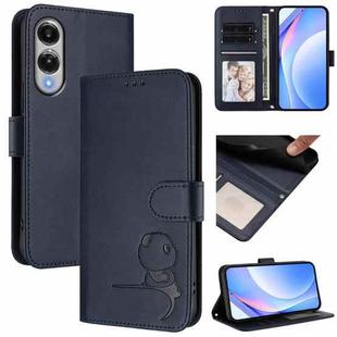 For Samsung Galaxy S25 Edge 5G Litter Panda Embossing RFID Leather Phone Case with Lanyard(Blue)