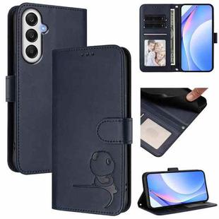For Samsung Galaxy A05s 4G / F14 4G Litter Panda Embossing RFID Leather Phone Case with Lanyard(Blue)