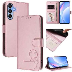 For Samsung Galaxy A15 5G / 4G Litter Panda Embossing RFID Leather Phone Case with Lanyard(Pink)