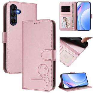 For Samsung Galaxy A26 5G Litter Panda Embossing RFID Leather Phone Case with Lanyard(Pink)