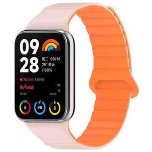 For Xiaomi Smart Band 9 Pro / Redmi Watch 5 Two Color Magnetic Silicone Watch Band(Pink Orange)