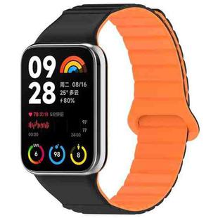 For Xiaomi Smart Band 9 Pro / Redmi Watch 5 Two Color Magnetic Silicone Watch Band(Black Orange)