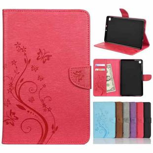 For Samsung Galaxy Tab A 8.4 (2020) T307 Butterfly Flower Embossing Pattern Horizontal Flip Leather Case with Holder & Card Slots & Wallet(Magenta)