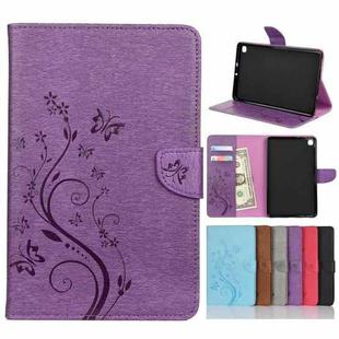 For Samsung Galaxy Tab A 8.4 (2020) T307 Butterfly Flower Embossing Pattern Horizontal Flip Leather Case with Holder & Card Slots & Wallet(Purple)