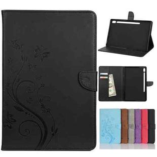 For Samsung Galaxy Tab S6 T860 / T865 Butterfly Flower Embossing Pattern Horizontal Flip Leather Case with Holder & Card Slots & Wallet(Black)