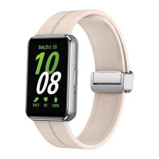 For Samsung Galaxy Fit 3 Magnetic Fold Silver Buckle Silicone Watch Band(Starlight Color)