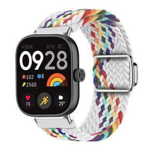 For Xiaomi Smart Band 9 Pro / Redmi Watch 5 Braided Loop Magnetic Buckle Watch Band(White Rainbow)