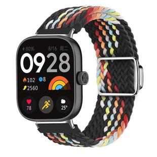 For Xiaomi Smart Band 9 Pro / Redmi Watch 5 Braided Loop Magnetic Buckle Watch Band(Black Rainbow)