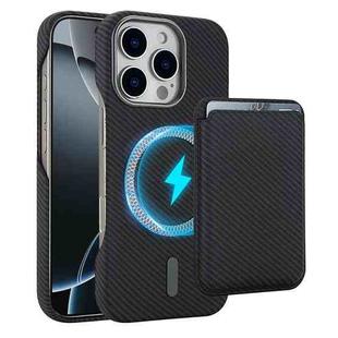 For iPhone 16 Pro Max Carbon Fiber MagSafe Magnetic Card Holder Phone Case(Black)