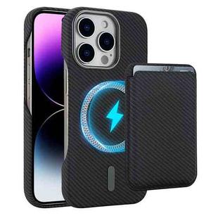 For iPhone 14 Pro Carbon Fiber MagSafe Magnetic Card Holder Phone Case(Black)