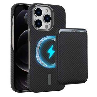 For iPhone 12 Pro Carbon Fiber MagSafe Magnetic Card Holder Phone Case(Black)