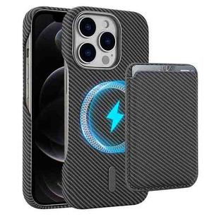 For iPhone 12 Pro Carbon Fiber MagSafe Magnetic Card Holder Phone Case(Grey)