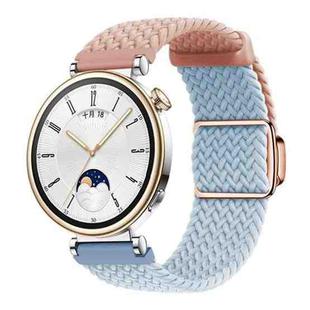 18mm Woven Splicing Color Magnetic Rose Gold Buckle Watch Band(Pink Sand Fog Blue)