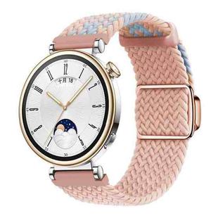 18mm Woven Splicing Color Magnetic Rose Gold Buckle Watch Band(Blue Pink Sand)