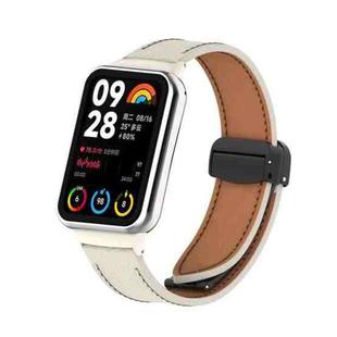 For Xiaomi Smart Band 9 Pro / Redmi Watch 5 Litchi Texture Magnetic Black Buckle Leather Watch Band(White)