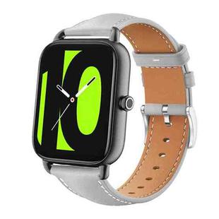 20mm For Xiaomi Haylou RS4 Plus LS11 / LS12 xDfind Flat Head Black Shark Fine Grain Leather Watch Band(Grey)