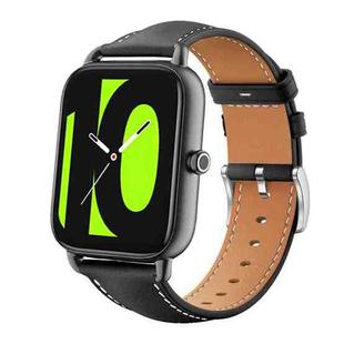 20mm For Xiaomi Haylou RS4 Plus LS11 / LS12 xDfind Flat Head Black Shark Fine Grain Leather Watch Band(Black)