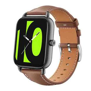 20mm For Xiaomi Haylou RS4 Plus LS11 / LS12 xDfind Flat Head Black Shark Fine Grain Leather Watch Band(Coffee)