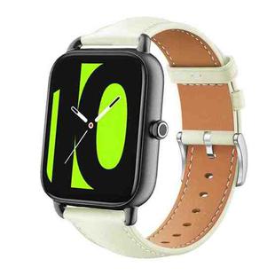 20mm For Xiaomi Haylou RS4 Plus LS11 / LS12 xDfind Flat Head Black Shark Fine Grain Leather Watch Band(Creamy White)