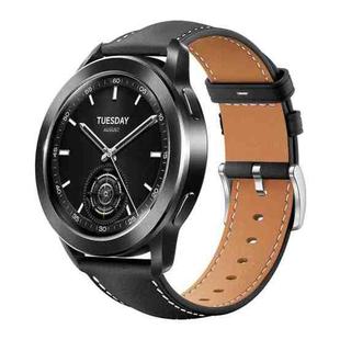 22mm For Xiaomi Watch S3/2 Pro/S2/S1 xDfind Flat Head Black Shark Fine Grain Leather Watch Band(Black)