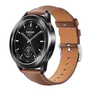 22mm For Xiaomi Watch S3/2 Pro/S2/S1 xDfind Flat Head Black Shark Fine Grain Leather Watch Band(Coffee)