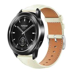 22mm For Xiaomi Watch S3/2 Pro/S2/S1 xDfind Flat Head Black Shark Fine Grain Leather Watch Band(Creamy White)