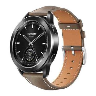22mm For Xiaomi Watch S3/2 Pro/S2/S1 xDfind Flat Head Black Shark Fine Grain Leather Watch Band(Light Grey)