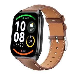 22mm For Xiaomi Haylou Watch LS09B / LS05S / LS10 xDfind Flat Head Black Shark Fine Grain Leather Watch Band(Coffee)