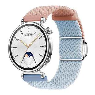 18mm Woven Splicing Color Magnetic Silver Buckle Watch Band(Pink Sand Fog Blue)