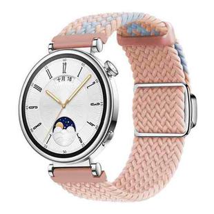 18mm Woven Splicing Color Magnetic Silver Buckle Watch Band(Blue Pink Sand)