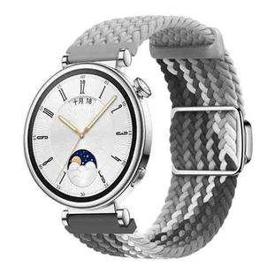18mm Woven Splicing Color Magnetic Silver Buckle Watch Band(Light Grey Dark Chocolate)