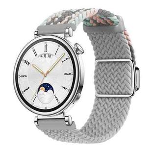 18mm Woven Splicing Color Magnetic Silver Buckle Watch Band(Coral Light Grey)