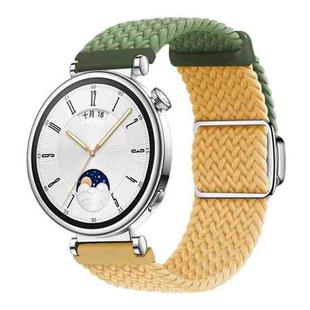 18mm Woven Splicing Color Magnetic Silver Buckle Watch Band(Cactus Yellow)