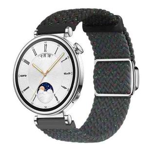 18mm Woven Splicing Color Magnetic Silver Buckle Watch Band(Colorful Black Deep Blue)