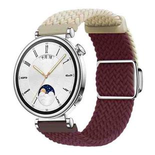 18mm Woven Splicing Color Magnetic Silver Buckle Watch Band(Starlight Wine Red)