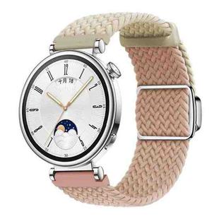 18mm Woven Splicing Color Magnetic Silver Buckle Watch Band(Starlight Milk Tea)