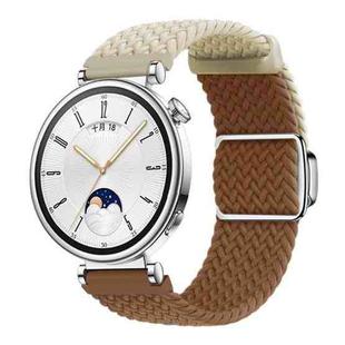 18mm Woven Splicing Color Magnetic Silver Buckle Watch Band(Starlight Brown)