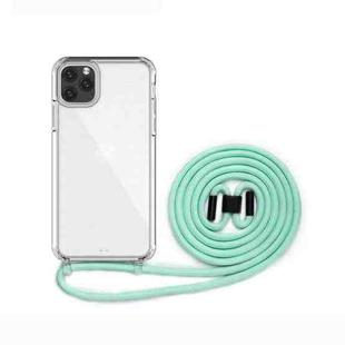 For iPhone 11 Pro Max PC+TPU Transparent All-inclusive Acrylic 2-in-1 Shockproof Phone Protective Case with Lanyard(Mint Green)
