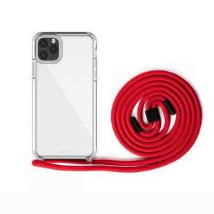 For iPhone 11 Pro Max PC+TPU Transparent All-inclusive Acrylic 2-in-1 Shockproof Phone Protective Case with Lanyard(Red)