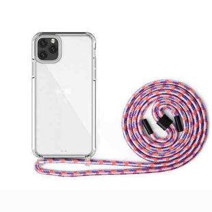 For iPhone 11 Pro Max PC+TPU Transparent All-inclusive Acrylic 2-in-1 Shockproof Phone Protective Case with Lanyard(Purple Orange Blue)