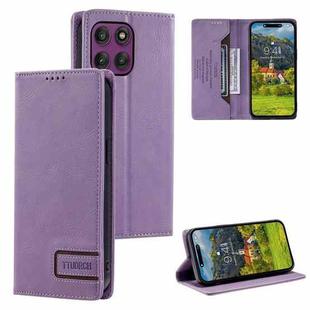 For Motorola Edge 60 Pro TTUDRCH RFID Retro Texture Magnetic Leather Phone Case(Purple)