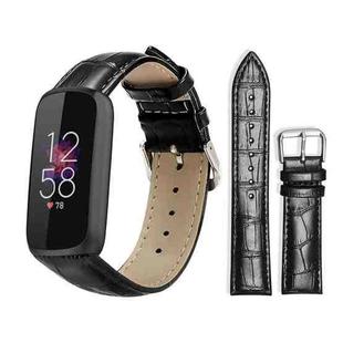 For Fitbit Luxe / Special Edition 12mm xDfind Bamboo Texture Pin Buckle Leather Watch Band(Black)