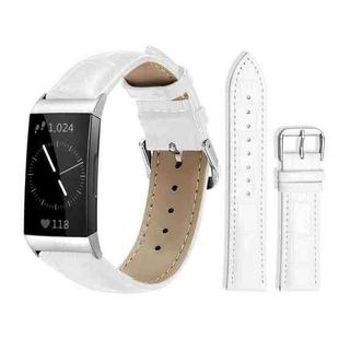 For Fitbit Charge 4 / 3 18mm xDfind Bamboo Texture Pin Buckle Leather Watch Band(White)