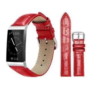 For Fitbit Charge 4 / 3 18mm xDfind Bamboo Texture Pin Buckle Leather Watch Band(Red)