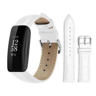 For Fitbit Inspire 2 / Ace 3 14mm xDfind Bamboo Texture Pin Buckle Leather Watch Band(White)